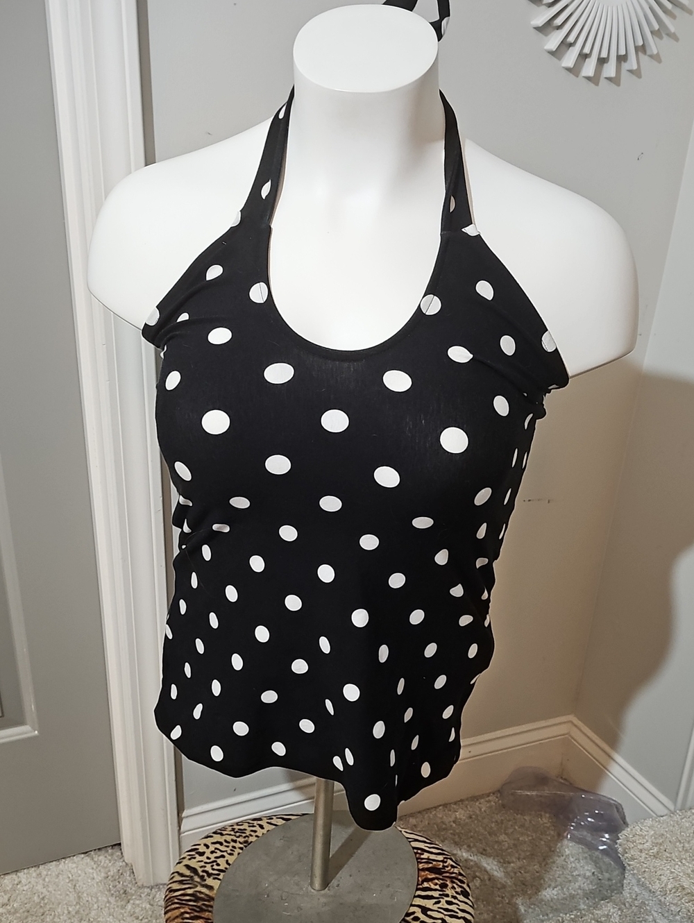 torrid Black and White Polka Dot Halter Swim Coverup